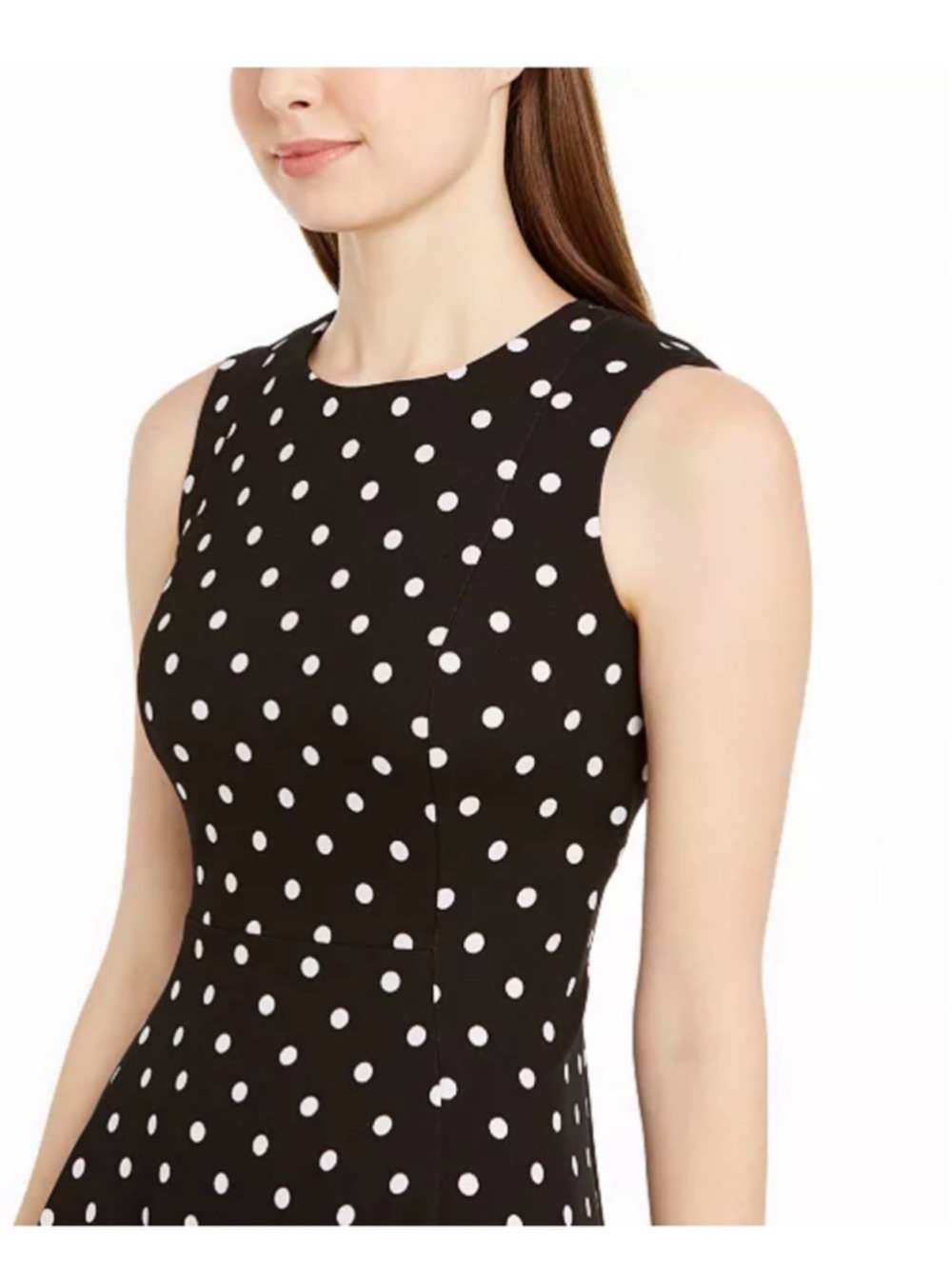 Calvin Klein Women’s Sleeveless Black Polka Dot Fit & Flare Dress Size 12